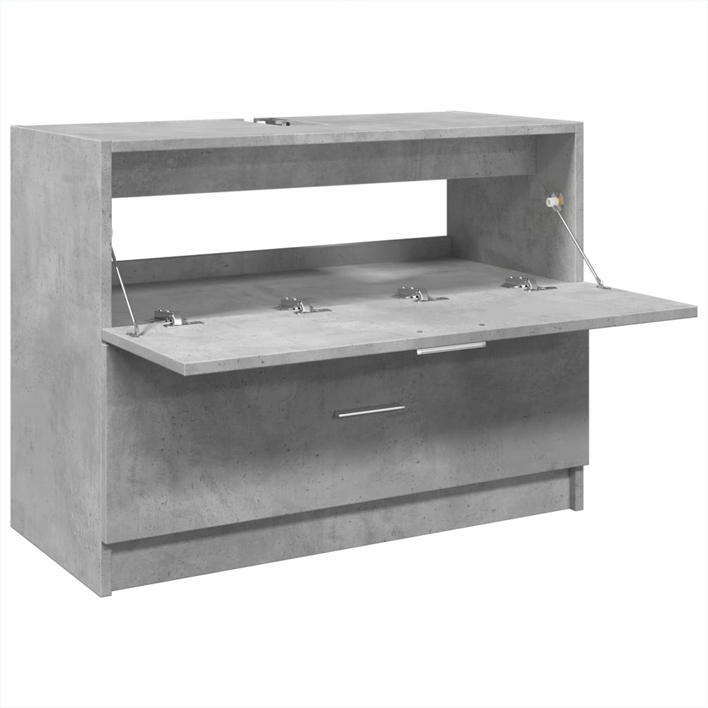 betonszürke szerelt fa mosdószekrény 78 x 37 x 59 cm