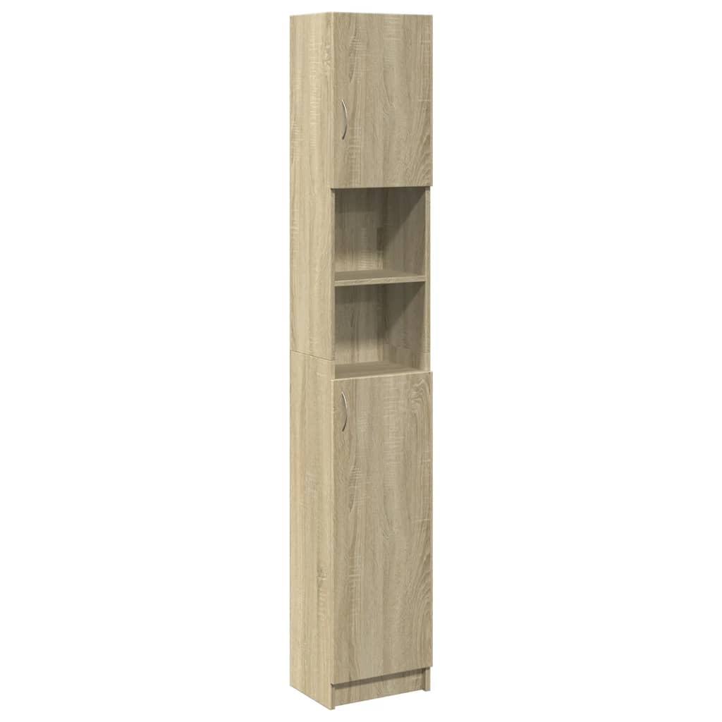 sonoma tölgy színű szerelt fa fürdőszobaszekrény 32x25,5x190 cm