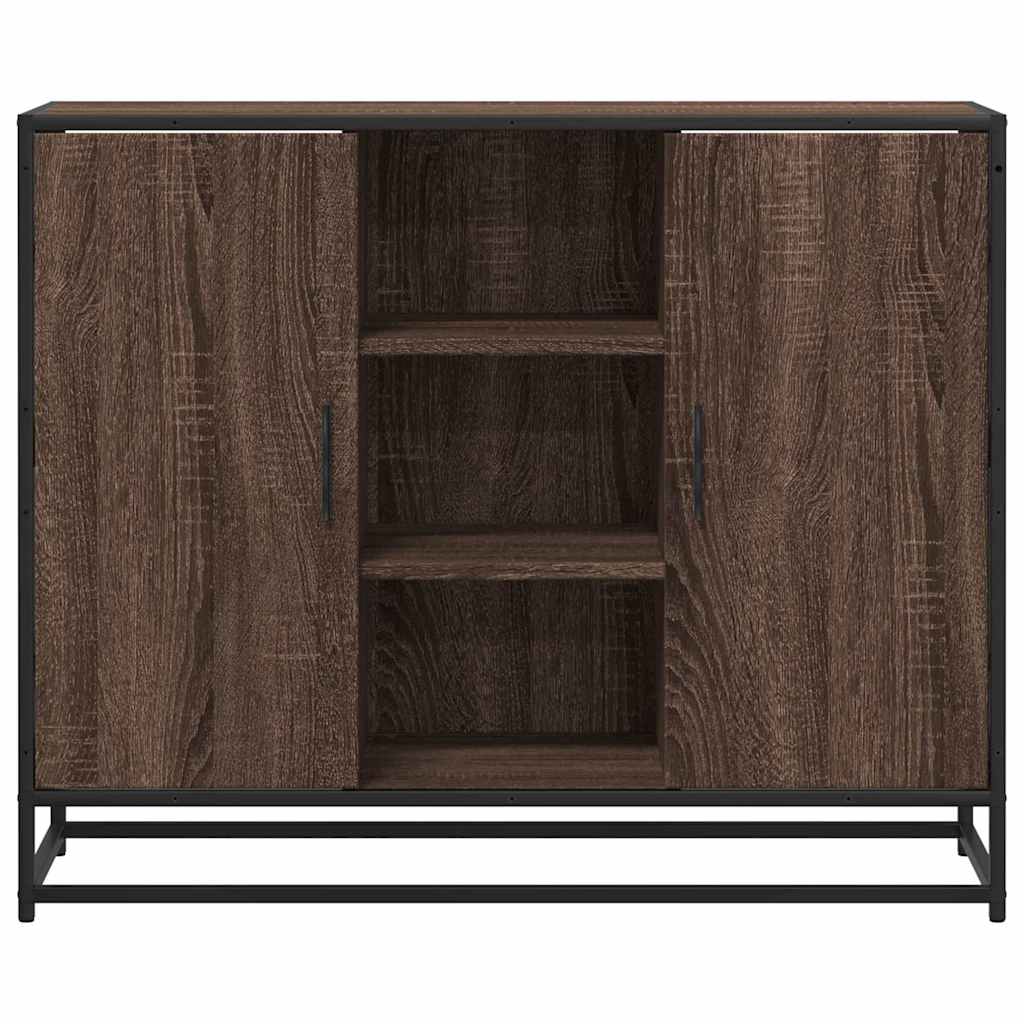 barna tölgy színű szerelt fa tálalószekrény 92 x 35 x 76 cm