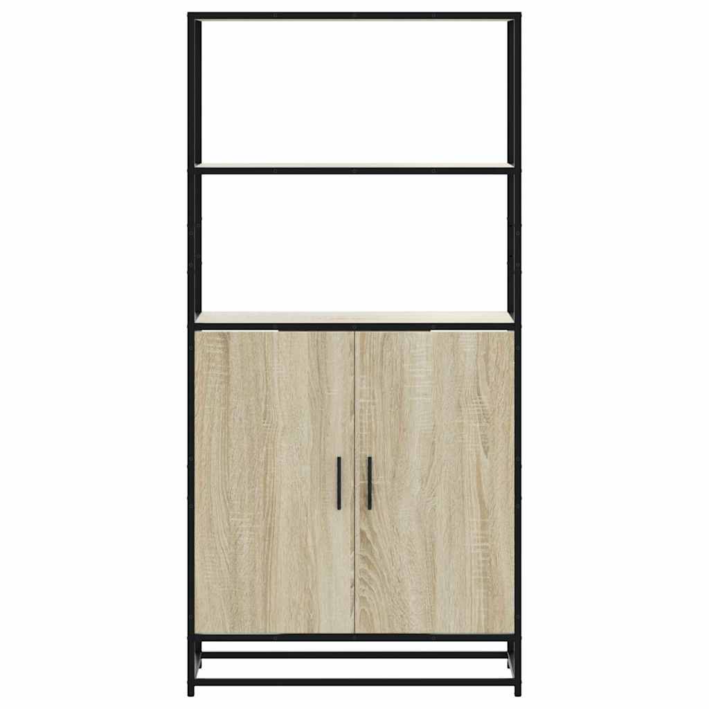 Highboard sonoma tölgy 68x35x139 cm gépelt fa és fém