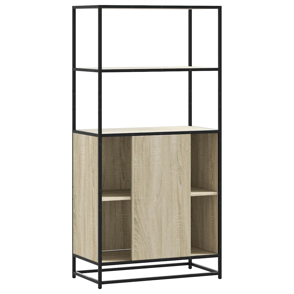Highboard sonoma tölgy 68x35x139 cm gépelt fa és fém