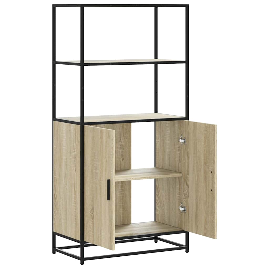 Highboard sonoma tölgy 68x35x139 cm gépelt fa és fém
