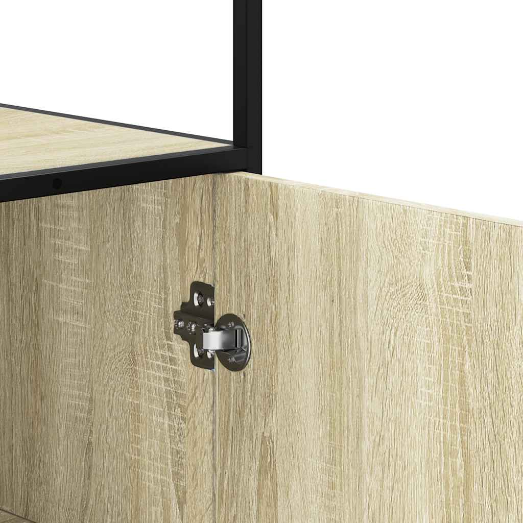 Highboard sonoma tölgy 68x35x139 cm gépelt fa és fém