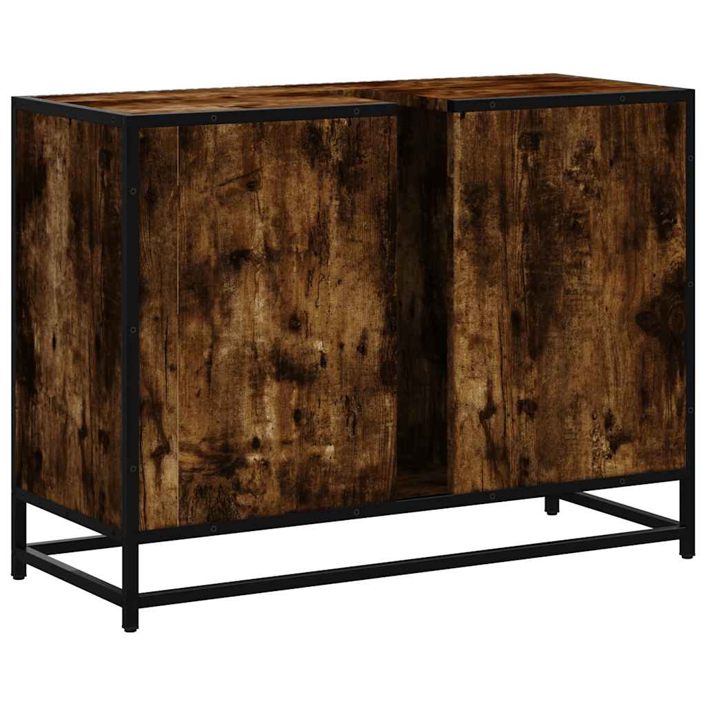 füstös tölgy szerelt fa fürdőszobai mosdószekrény 80x33x60 cm