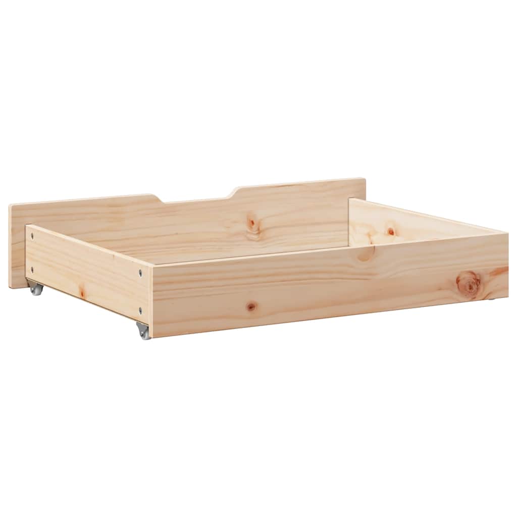 2 db tömör fenyőfa ágy alatti fiók kerekekkel 80 x 55 x 17 cm