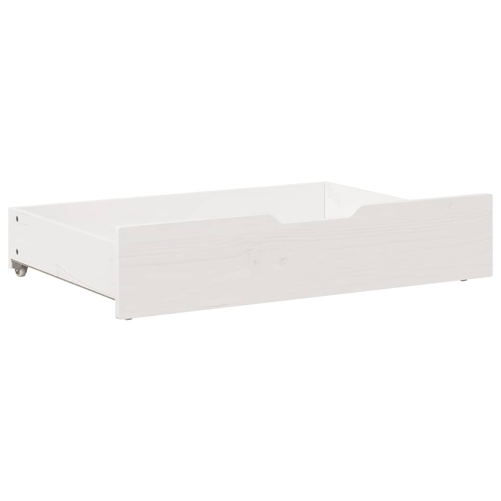 2 db fehér tömör fenyőfa ágy alatti fiók 80 x 55 x 17 cm