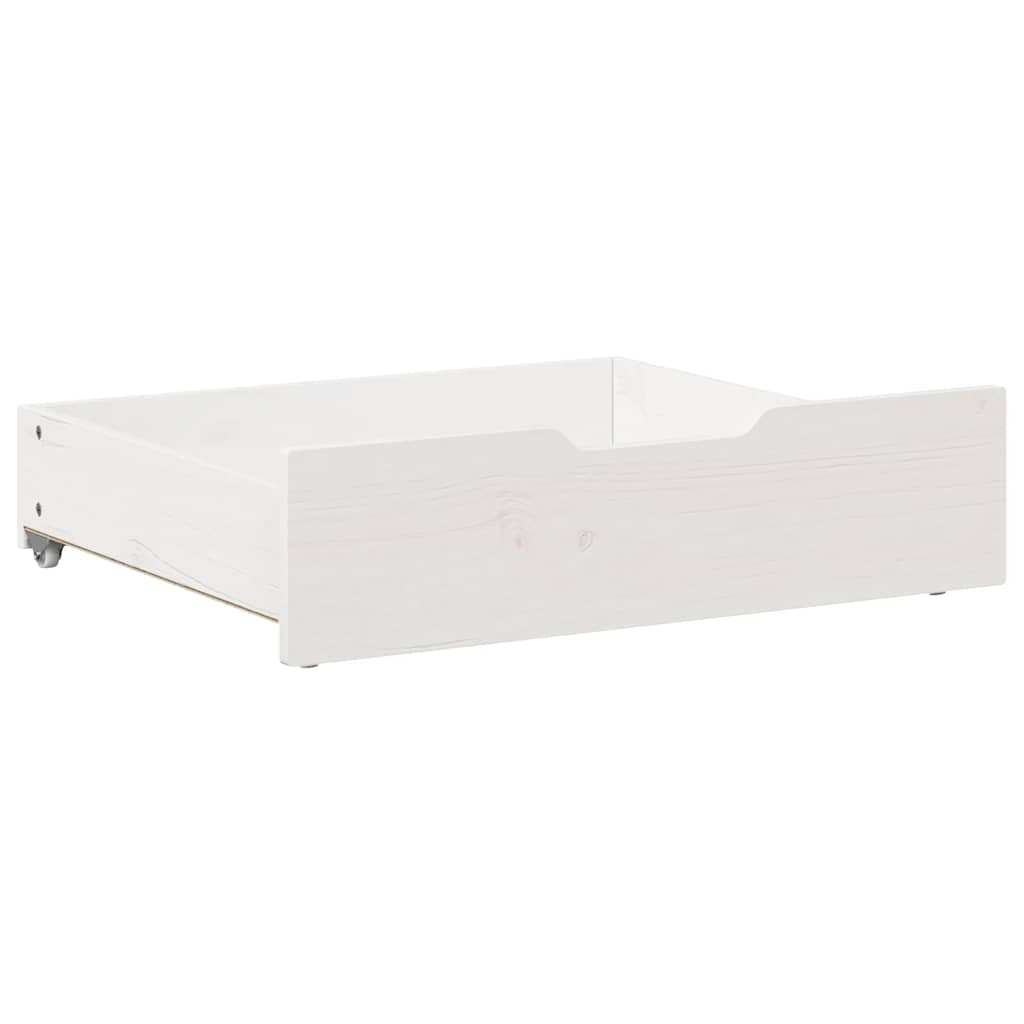 2 db fehér tömör fenyőfa ágy alatti fiók 75 x 55 x 17 cm