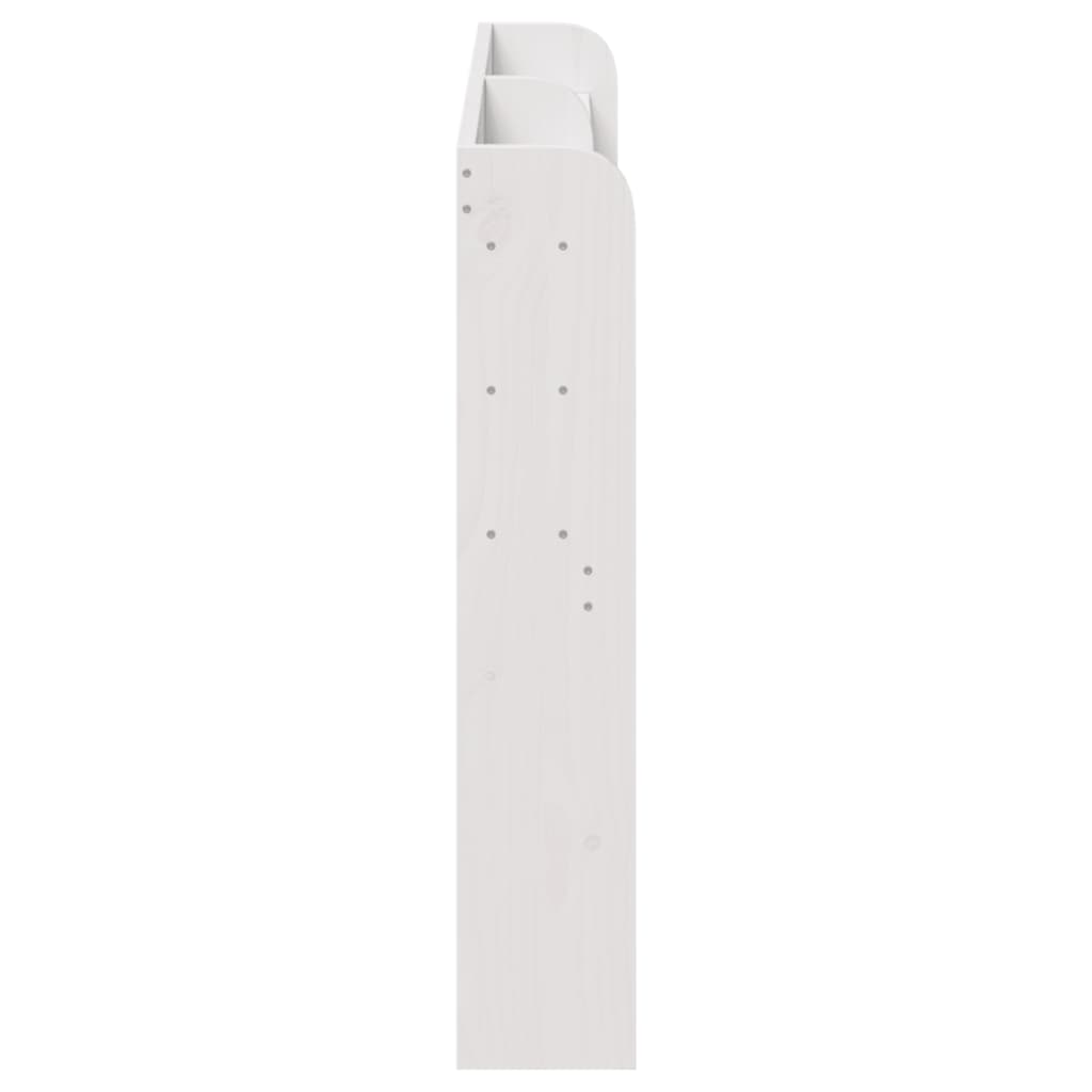 fehér tömör fenyőfa fejtámla polcokkal 135 cm