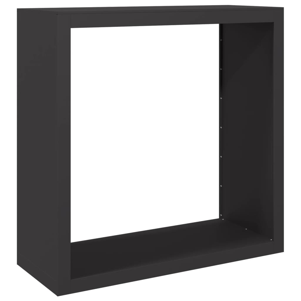 fekete acél tűzifatároló 100 x 40 x 100 cm