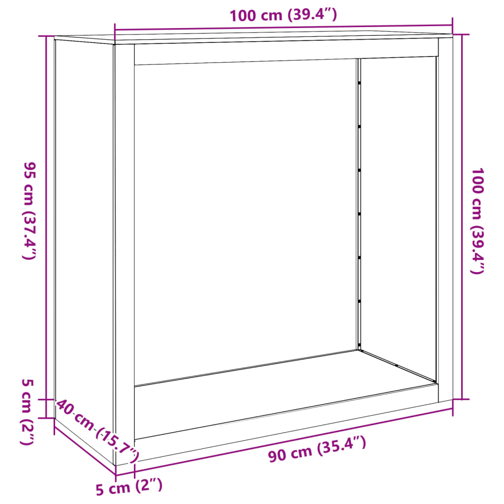 tűzifa állvány 100x40x100 cm időjárásálló acél