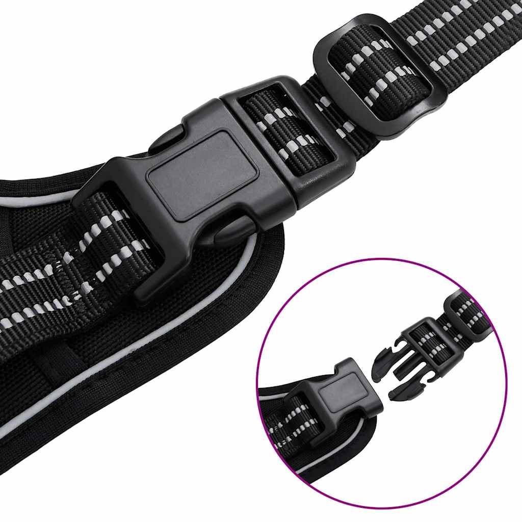 állítható fekete kutyahám pórázzal és nyakörvvel L