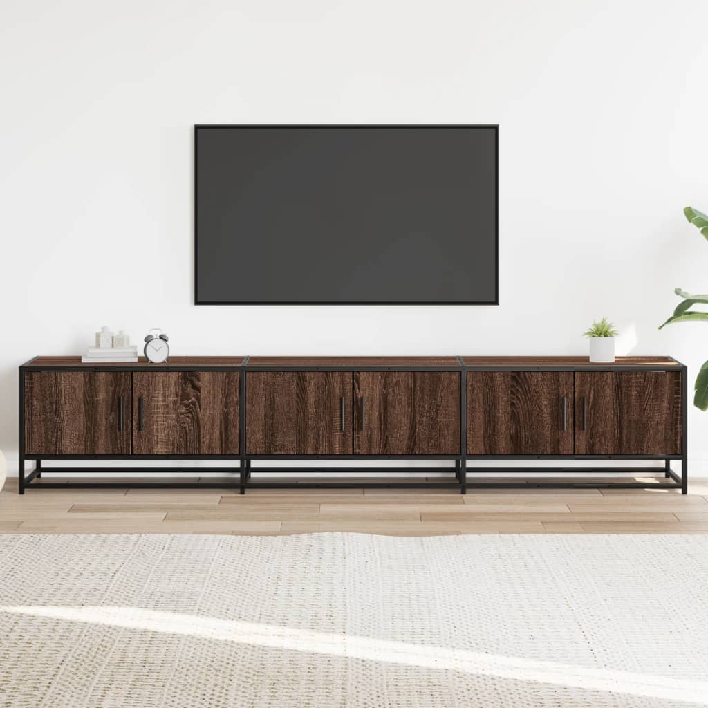 barna tölgy színű szerelt fa TV-szekrény 210 x 35 x 41 cm