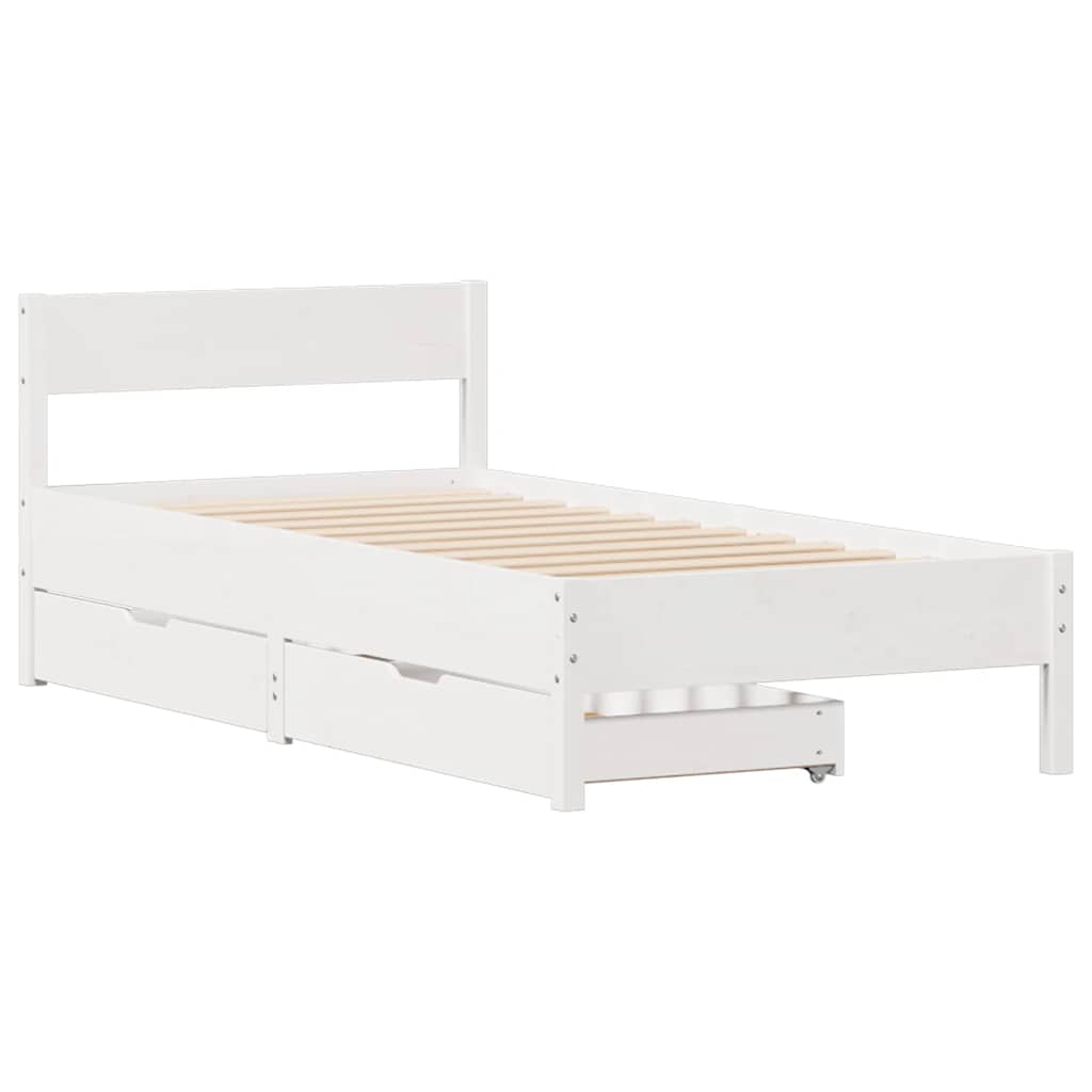 fehér tömör fenyőfa ágy matrac nélkül 75 x 190 cm