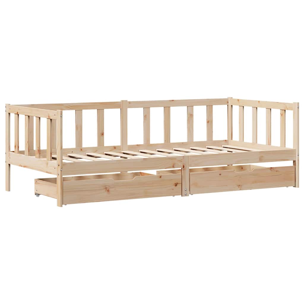 tömör fenyőfa kanapéágy fiókkal 90 x 200 cm