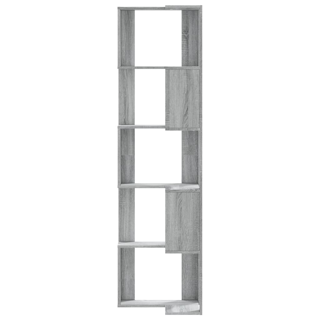 5 szintes szürke szerelt fa sarok könyvespolc 50 x 50 x 179 cm