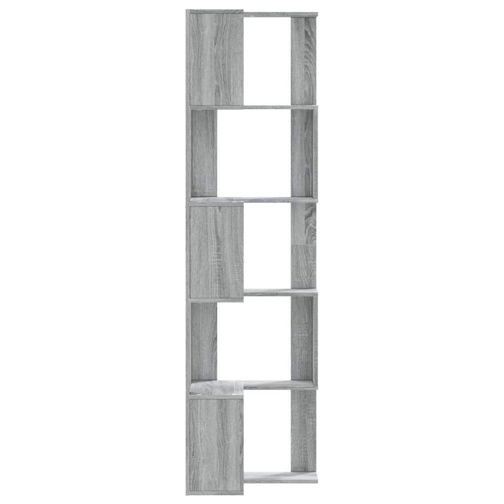 5 szintes szürke szerelt fa sarok könyvespolc 50 x 50 x 179 cm