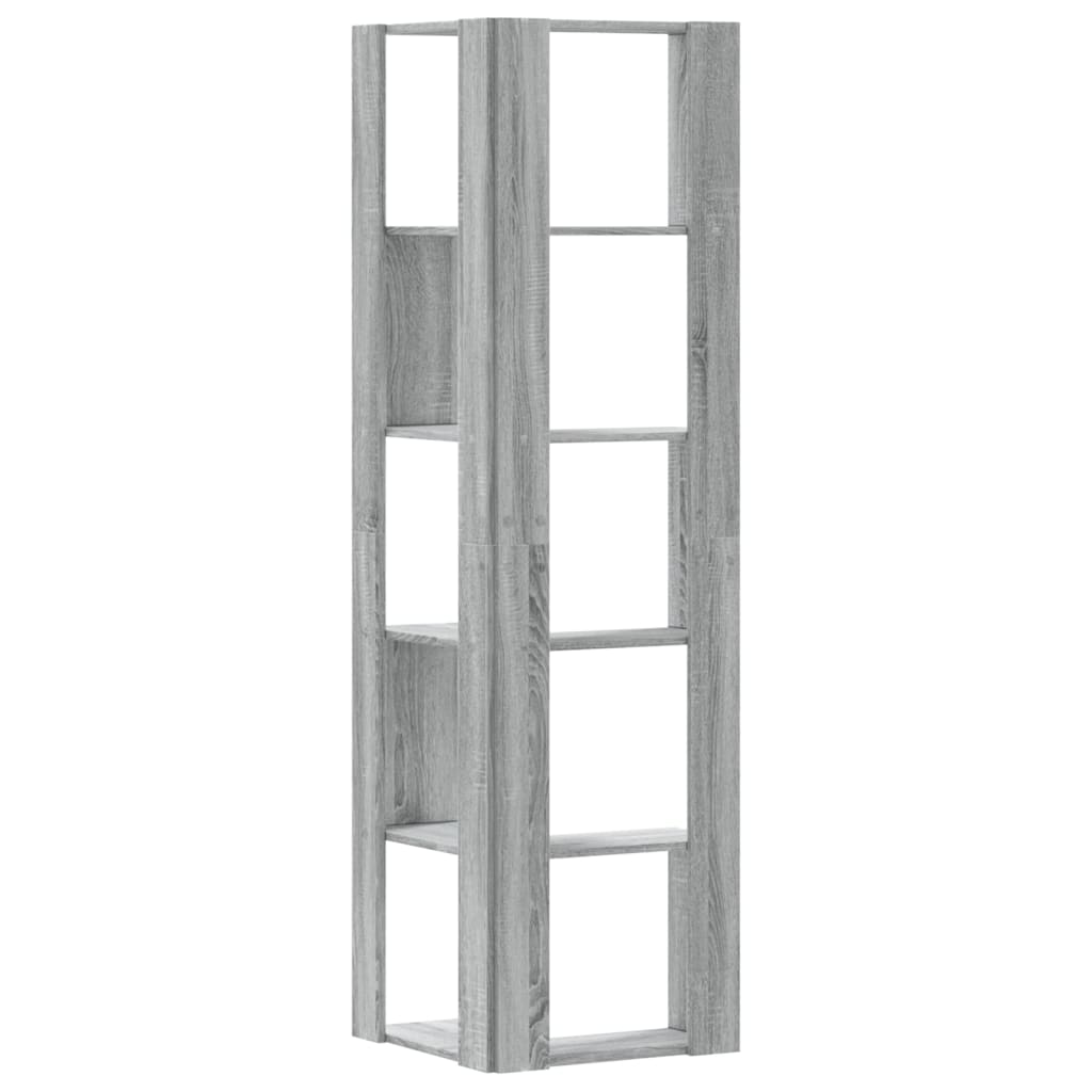 5 szintes szürke szerelt fa sarok könyvespolc 50 x 50 x 179 cm
