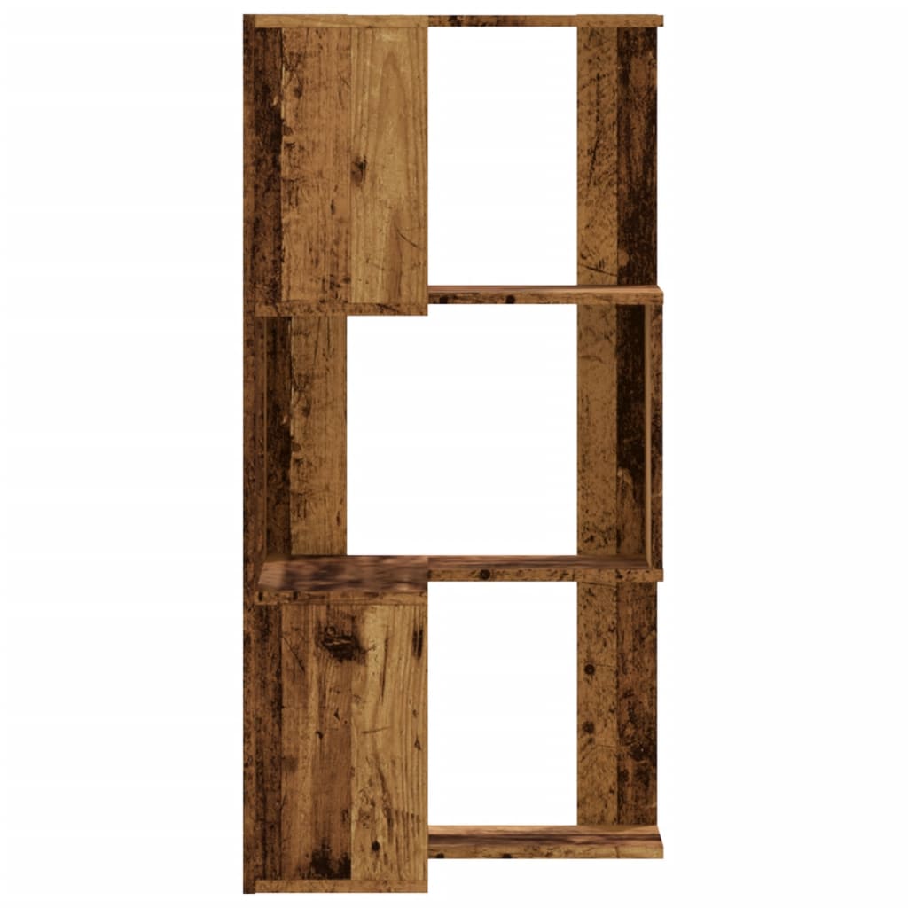 3 szintes antik fa szerelt fa sarok könyvespolc 50 x 50 x 102cm