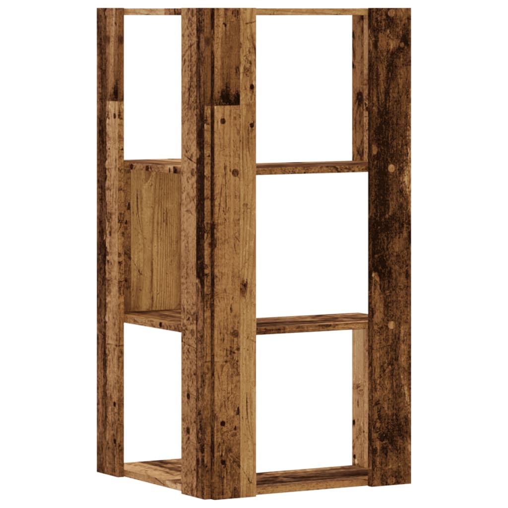 3 szintes antik fa szerelt fa sarok könyvespolc 50 x 50 x 102cm