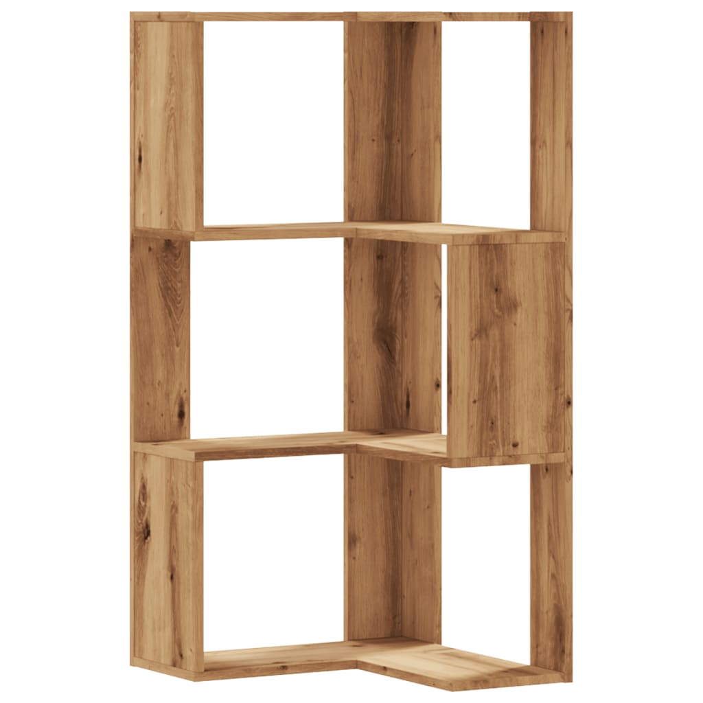 3 szintes szerelt fa sarok könyvespolc 50 x 50 x 102 cm