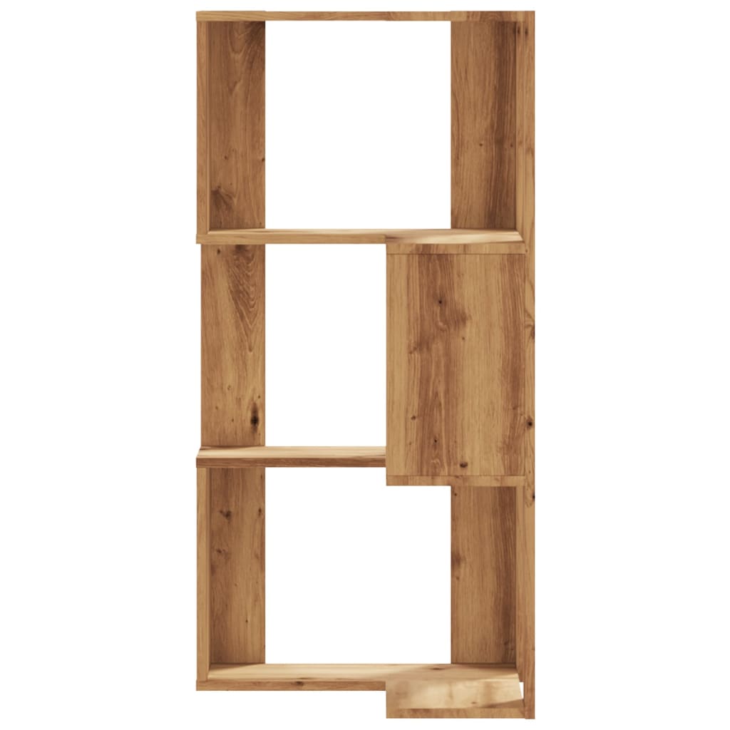 3 szintes szerelt fa sarok könyvespolc 50 x 50 x 102 cm