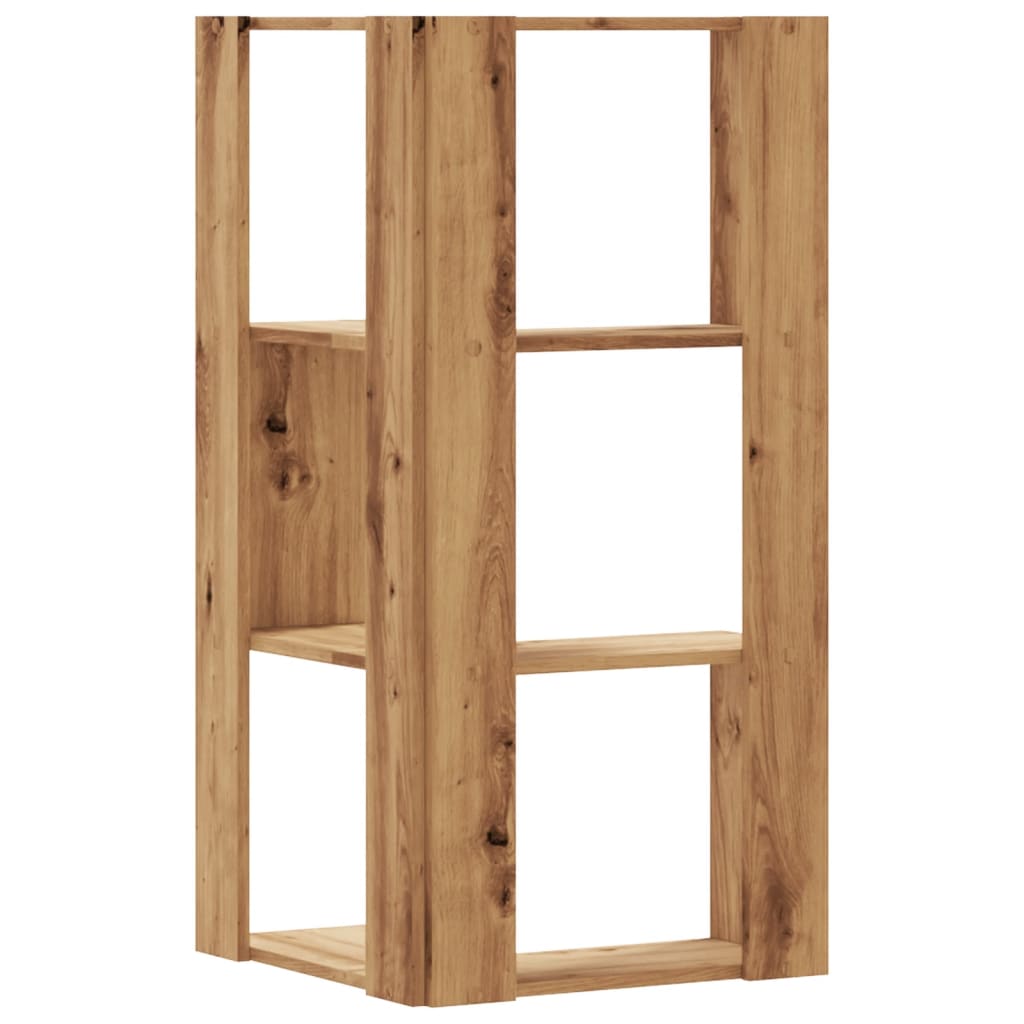 3 szintes szerelt fa sarok könyvespolc 50 x 50 x 102 cm