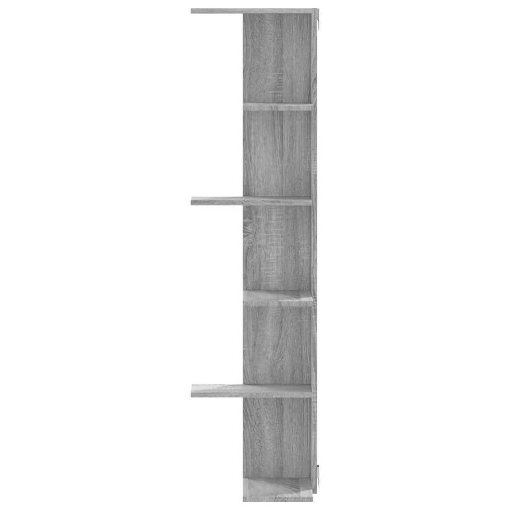 szürke sonoma szerelt fa fali sarokpolc 36,5 x 36,5 x 140 cm