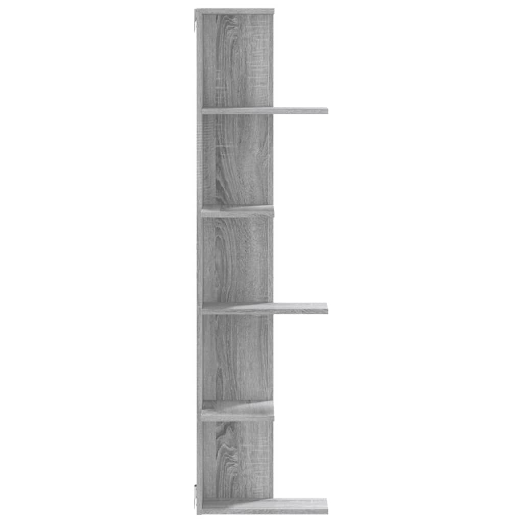szürke sonoma szerelt fa fali sarokpolc 36,5 x 36,5 x 140 cm