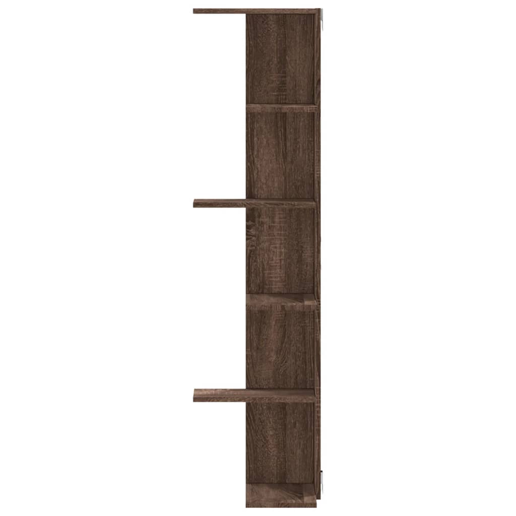 barna tölgy színű szerelt fa fali sarokpolc 36,5 x 36,5 x 140cm
