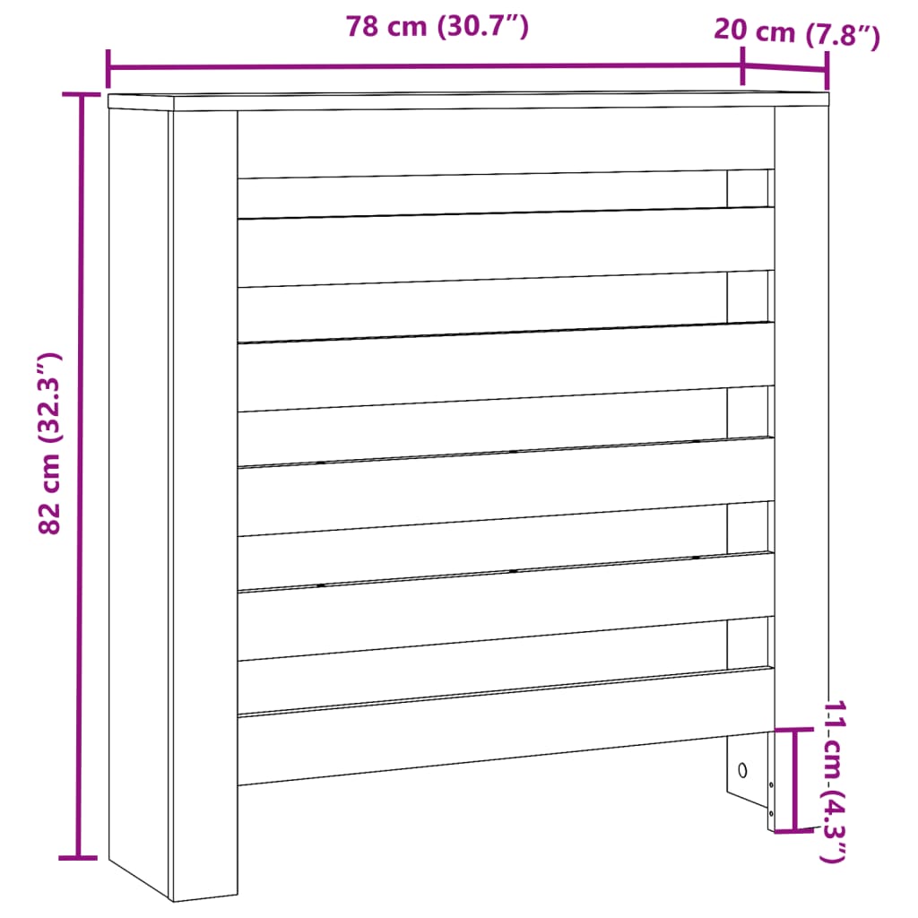 betonszürke szerelt fa radiátorburkolat 78 x 20 x 82 cm