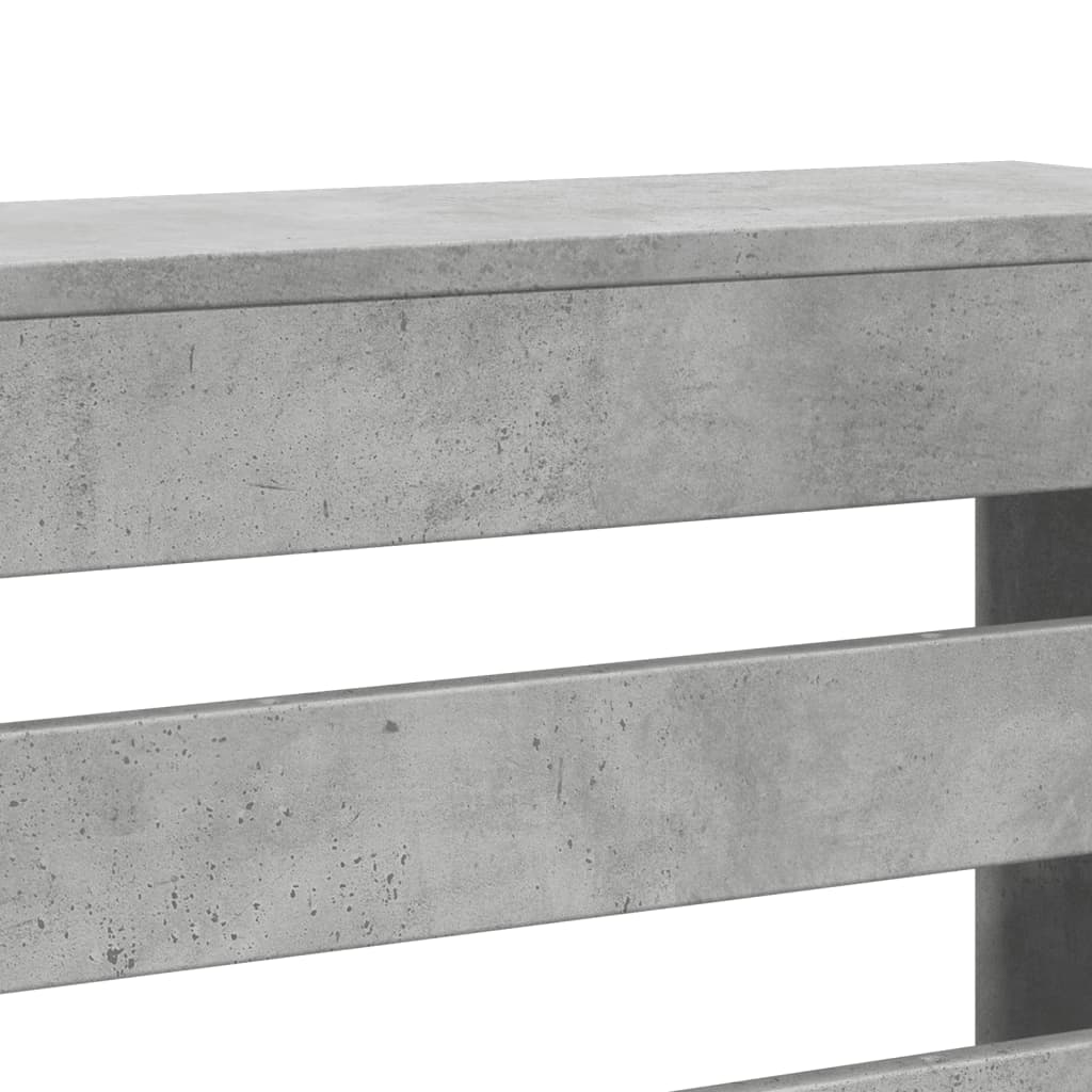 betonszürke szerelt fa radiátorburkolat 104 x 20 x 82 cm