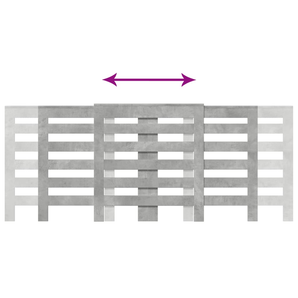 betonszürke szerelt fa radiátorburkolat 205 x 21,5 x 83,5 cm