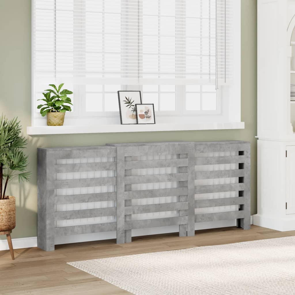 betonszürke szerelt fa radiátorburkolat 205 x 21,5 x 83,5 cm