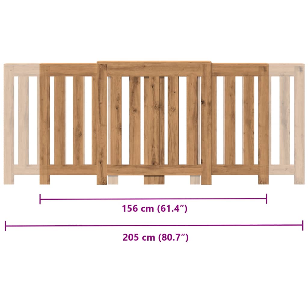 kézműves tölgy szerelt fa radiátorburkolat 205 x 21,5 x 83,5 cm