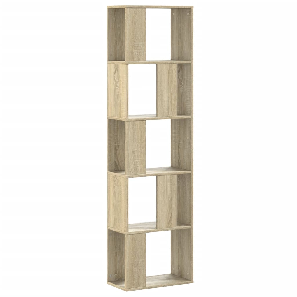 5 szintes sonoma tölgy szerelt fa könyvespolc 45x23,5x162,5 cm