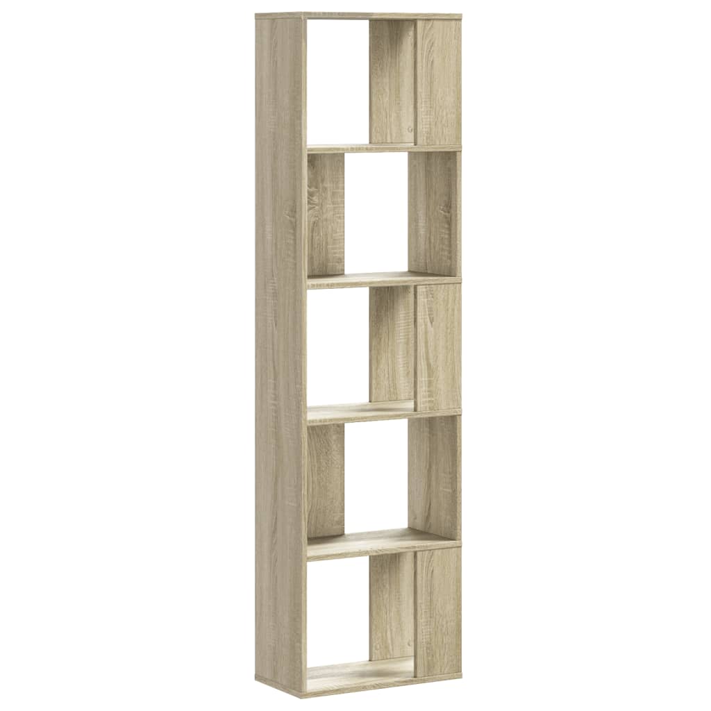5 szintes sonoma tölgy szerelt fa könyvespolc 45x23,5x162,5 cm