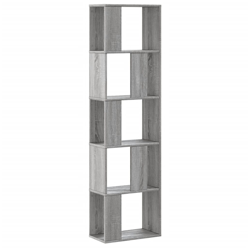 5 szintes szürke sonoma szerelt fa könyvespolc 45x23,5x162,5 cm