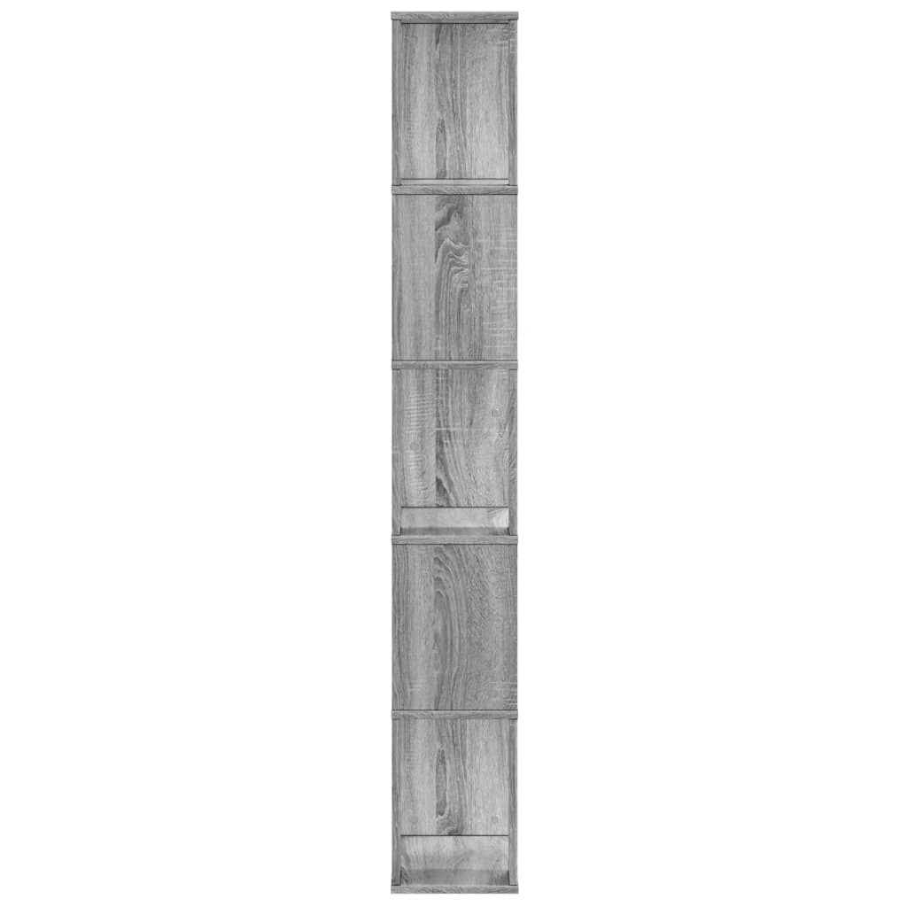 5 szintes szürke sonoma szerelt fa könyvespolc 45x23,5x162,5 cm