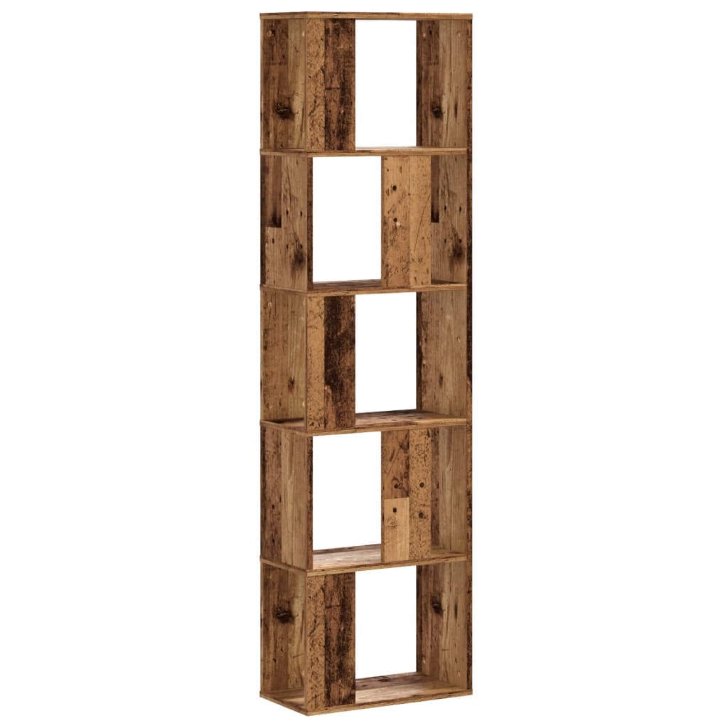 5 szintes antik fa színű fa könyvespolc 45 x 23,5 x 162,5 cm