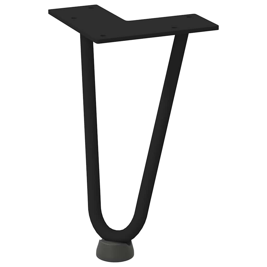 4 db fekete, tömör acél hajtűláb dohányzóasztalhoz, 20 cm