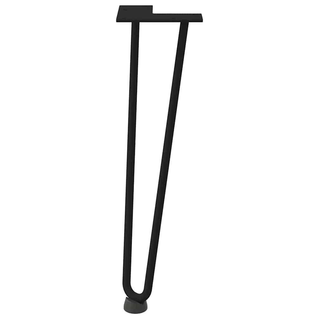4 db fekete, tömör acél hajtűláb dohányzóasztalhoz 42 cm