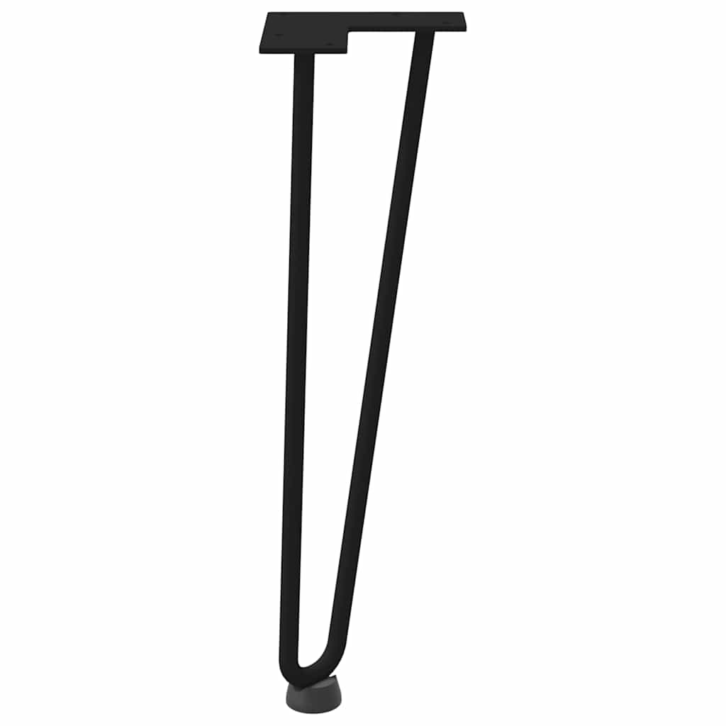 4 db fekete, tömör acél hajtűláb dohányzóasztalhoz 42 cm