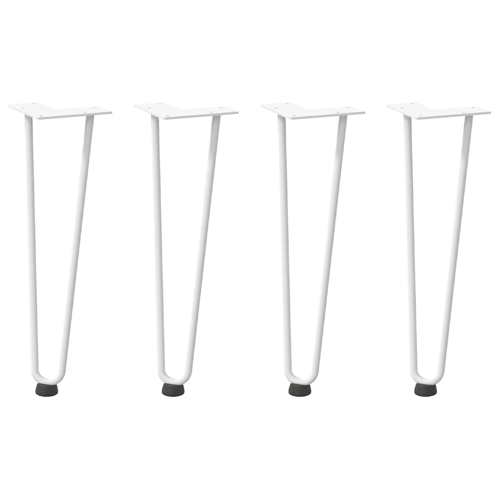 4 db fehér, tömör acél hajtűláb dohányzóasztalhoz 42 cm