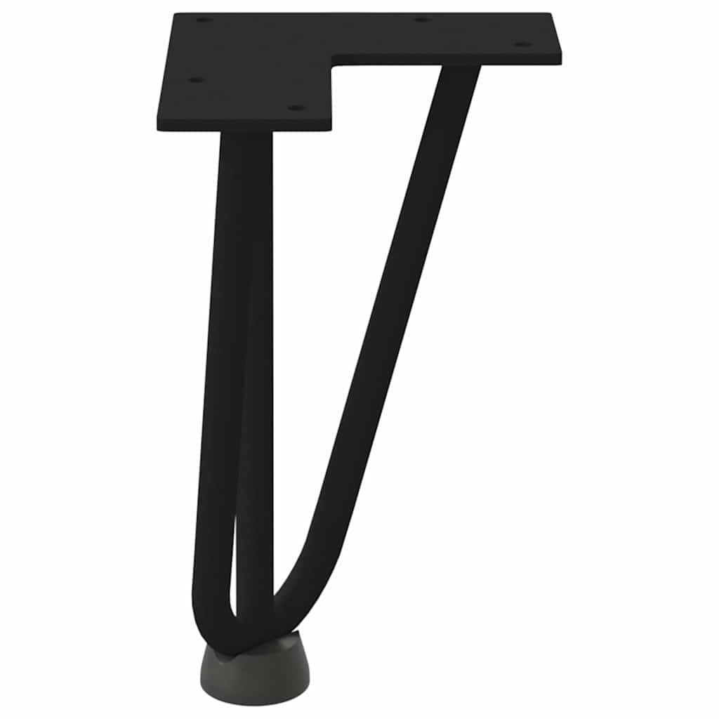 4 db fekete, tömör acél hajtűláb dohányzóasztalhoz, 20 cm