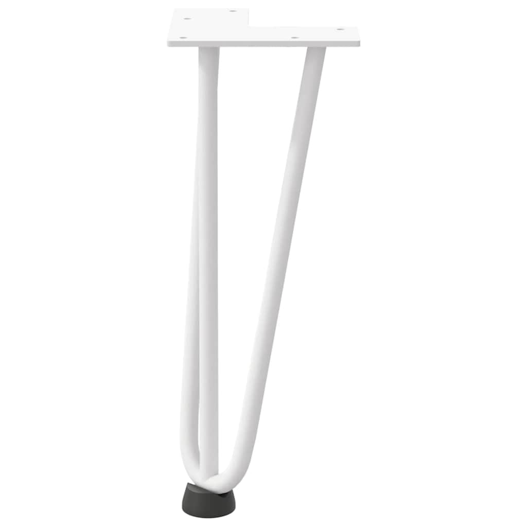 4 db fehér, tömör acél hajtűláb dohányzóasztalhoz, 30 cm