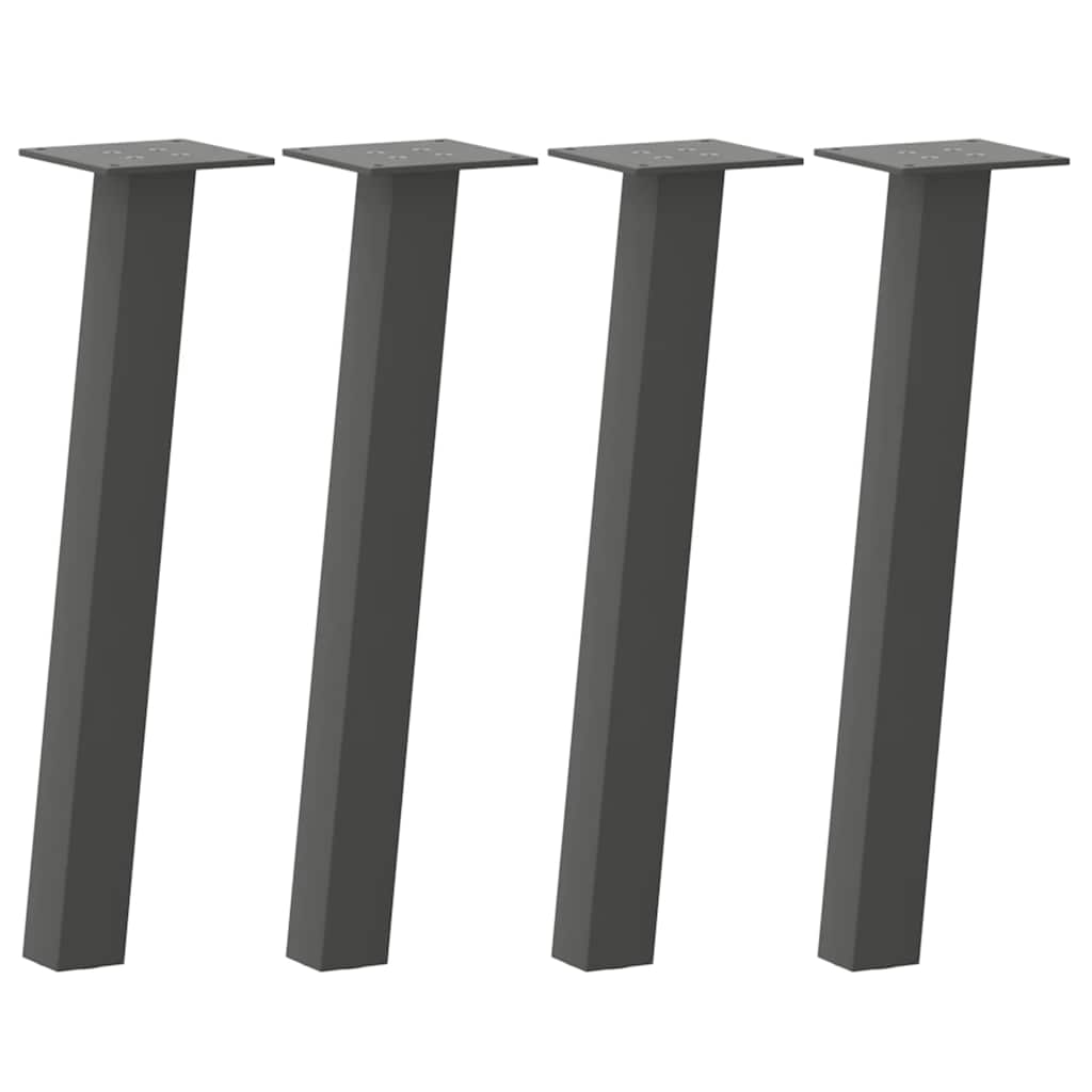 4 db antracitszürke acél dohányzóasztal láb 42 cm
