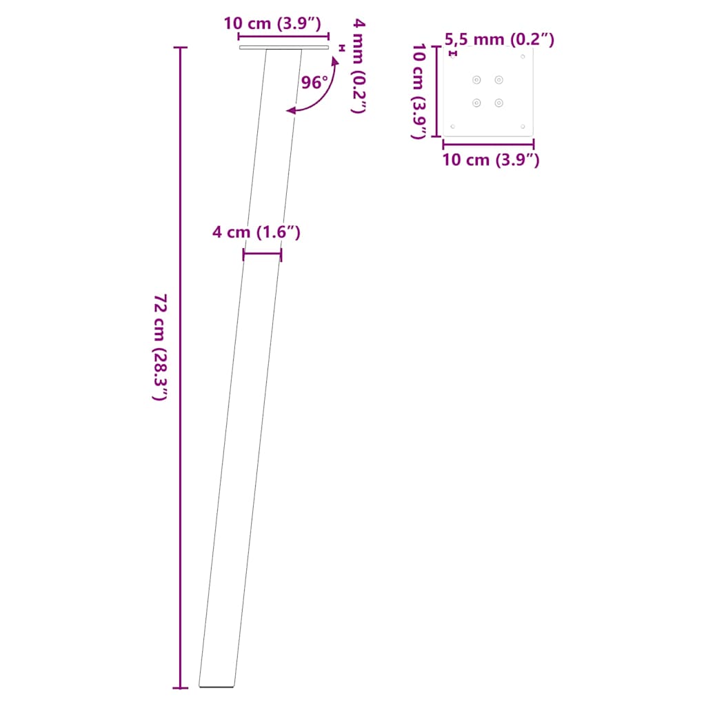 4 db fehér acél konzolasztal láb 72 cm