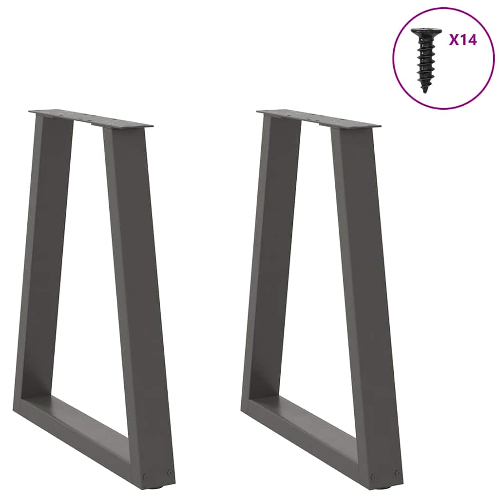 2 db antracitszürke, V-alakú acél étkezőasztalláb 50x(72-73,3) cm
