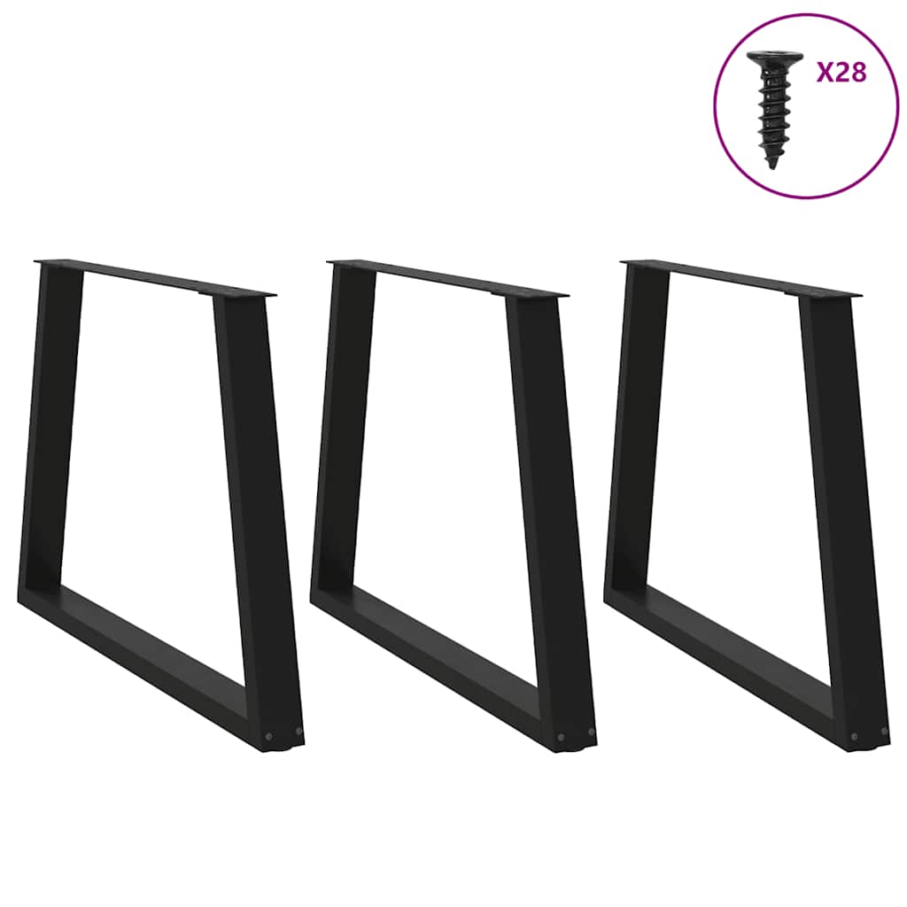 3 db fekete, V-alakú acél étkezőasztal láb 90 x (72-73,3) cm