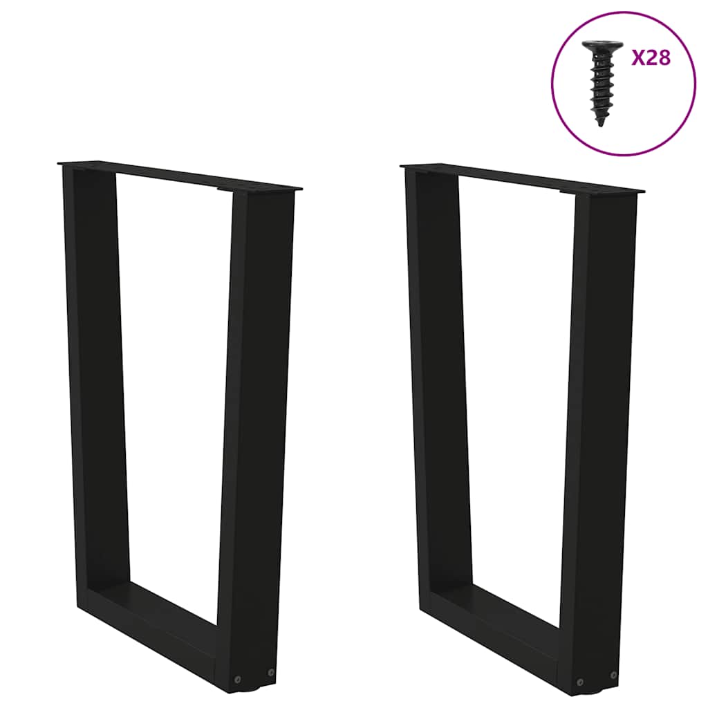 2 db fekete, V-alakú acél étkezőasztal láb 70 x (72-73,3) cm